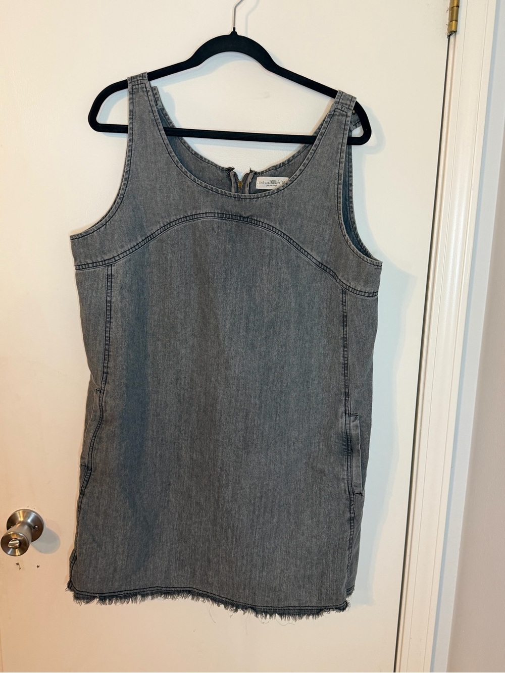 NATURAL LIFE Washed Gray Denim Shift Dress